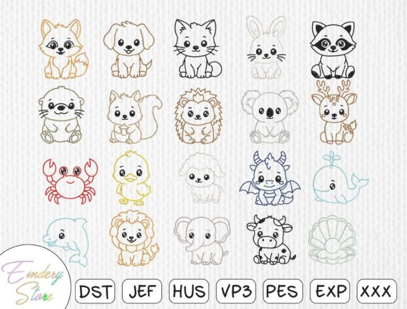 Review: Animal Outlines Embroidery Design Set for Etsy
