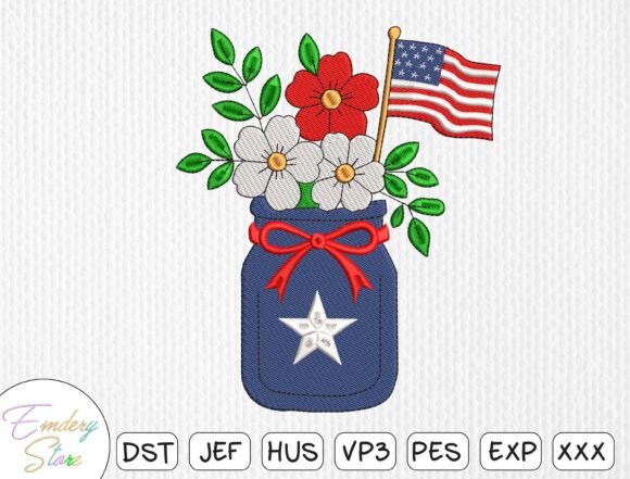 Review: Patriotic Mason Jar Embroidery Design for Business